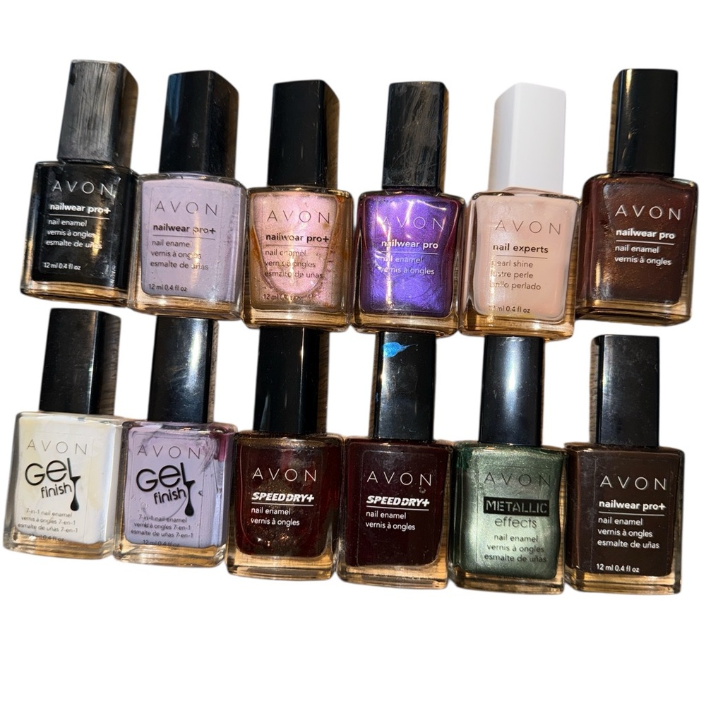 Avon Nail Polish Set - Purple, Pink, Brown, Green Shades 12 Polish Bundle
